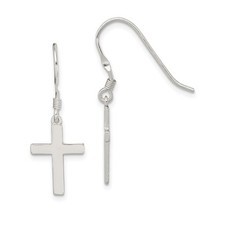 Sterling Silver Cross Dangle Earrings Unisex Modern Pendant Lightweight Fashion