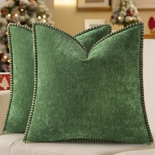 Christmas Chenille Soft Throw Pillow Covers 18x18 Set of 2, Farmhouse Velvet ...