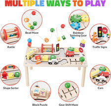 Activity Table for 1 Year Old, Montessori Wooden Toys for Toddlers 1-3, 8 in...