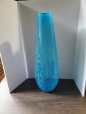 Beautiful Hand-Blown Blue Speckled Art Glass Vase Glass Vase - EUC 