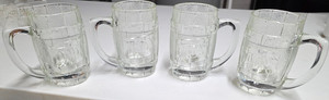 Vintage Dad's Root Beer Heavy Glass Barrel Shaped Mug - 5.25" Tall - Set of 4