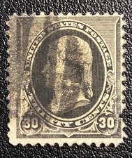 US Stamp, Scott #228, 1890 30c Thomas Jefferson, Black / Used
