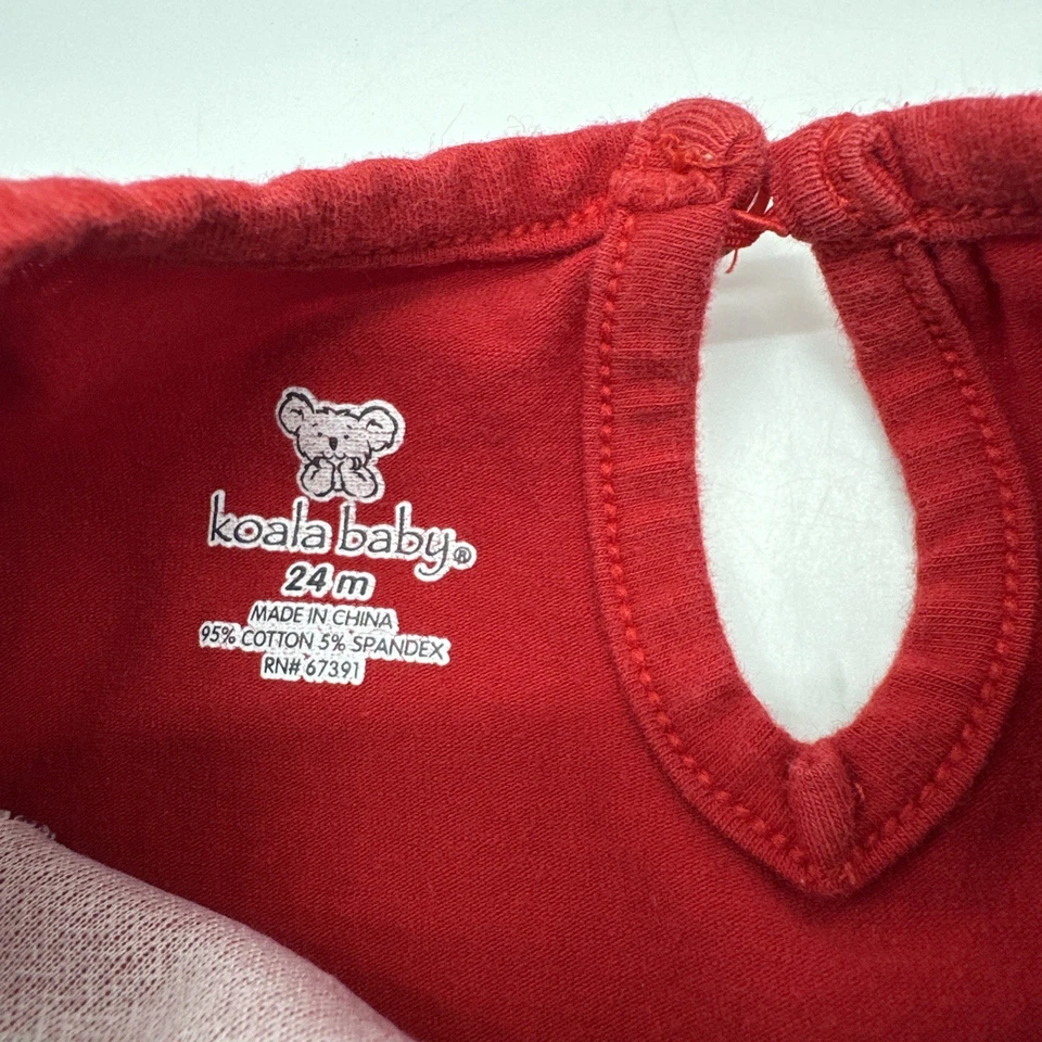 Koala Bebé Una Pieza Niñas Pequeñas Talla 24M Lentejuelas Rojas Snap. #35859 Foto 4 de 4