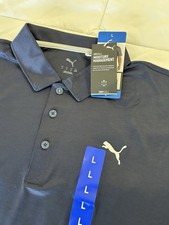 PUMA DRYCELL Moisture Wicking Blue Solid Golf...