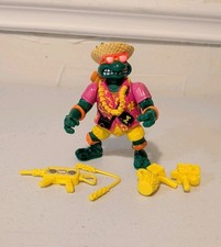 TMNT Beach combin' Mike W Complete Accessories 1990 Playmates