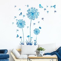 LöWenzahn Wandsticker Blumen Wandtattoo Schmetterlinge Wohnzimmer Schlafzimmer