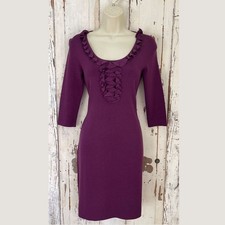Ann Taylor Womens Purple Silk/Nylon 3/4 Sleeve Sheath Knit Dress