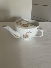 Antique Porcelain Invalid Infant Feeder White Pink Gold Floral MAW