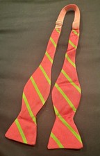 Lilly Pulitzer Palm Beach Pink Green Stripe Silk Bow Tie USA Made Perfect
