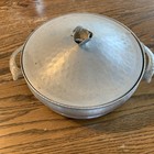 Vintage Pewter Casserole Holder With Lid And Handles. 8in diameter rim — photo 1