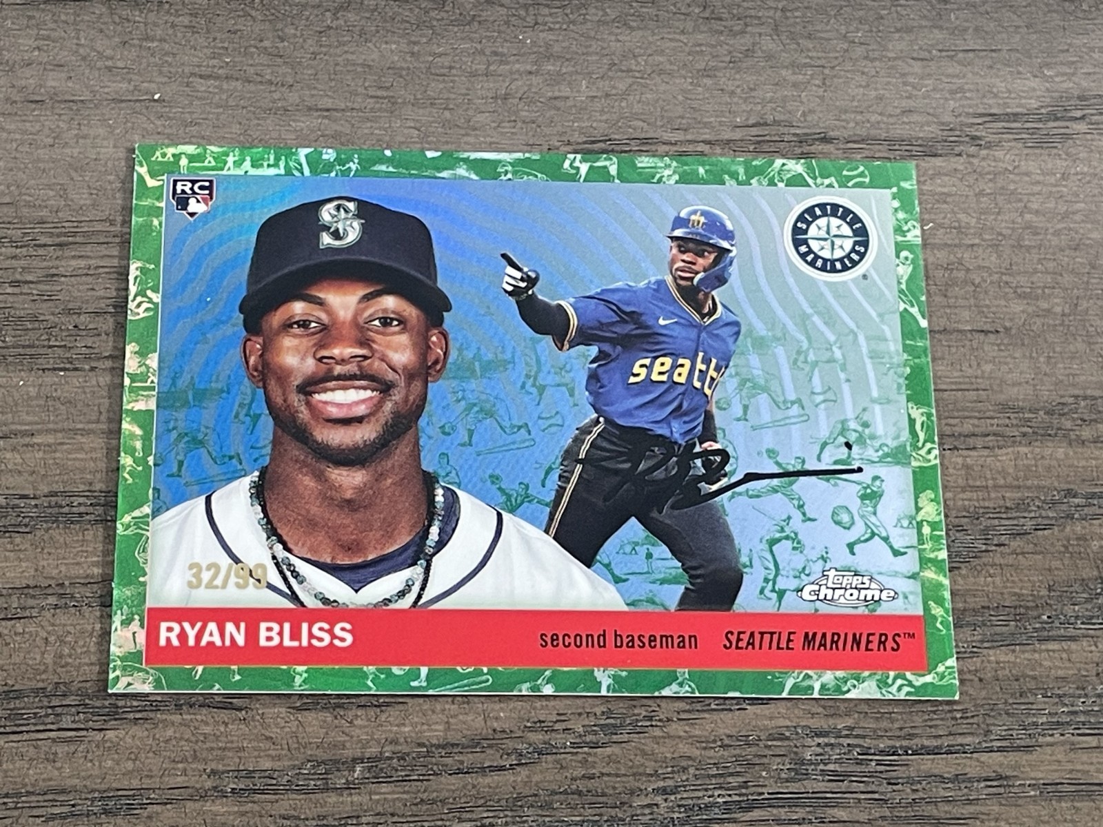 2025 Topps Chrome Platinum Toile Green Ryan Bliss RC #397 Mariners /99