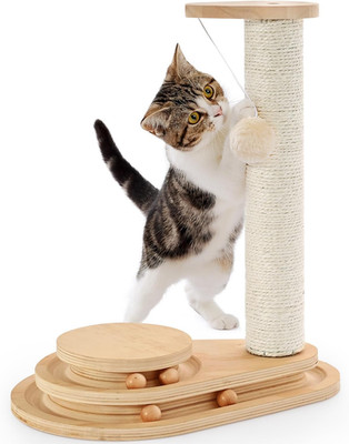 Made4Pets Cat Scratching Post Cat Scratcher Kitten Toys for Indoor Cats Wooden B