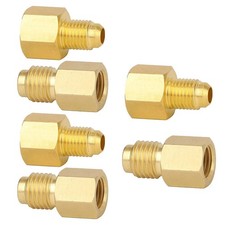 6PCS Brass Refrigerant Tank Adapters R134A to R12 Fitting Adapter for AC Systems
