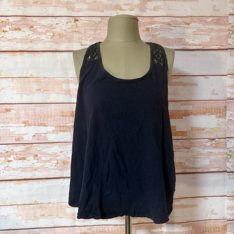 Primark Crochet Racerback Tank Top Size 14 Navy Blue Casual Spring Summer