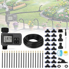 66FT Drip Irrigation Kit w/Timer Automatic Garden Watering for Greenhouse Flower