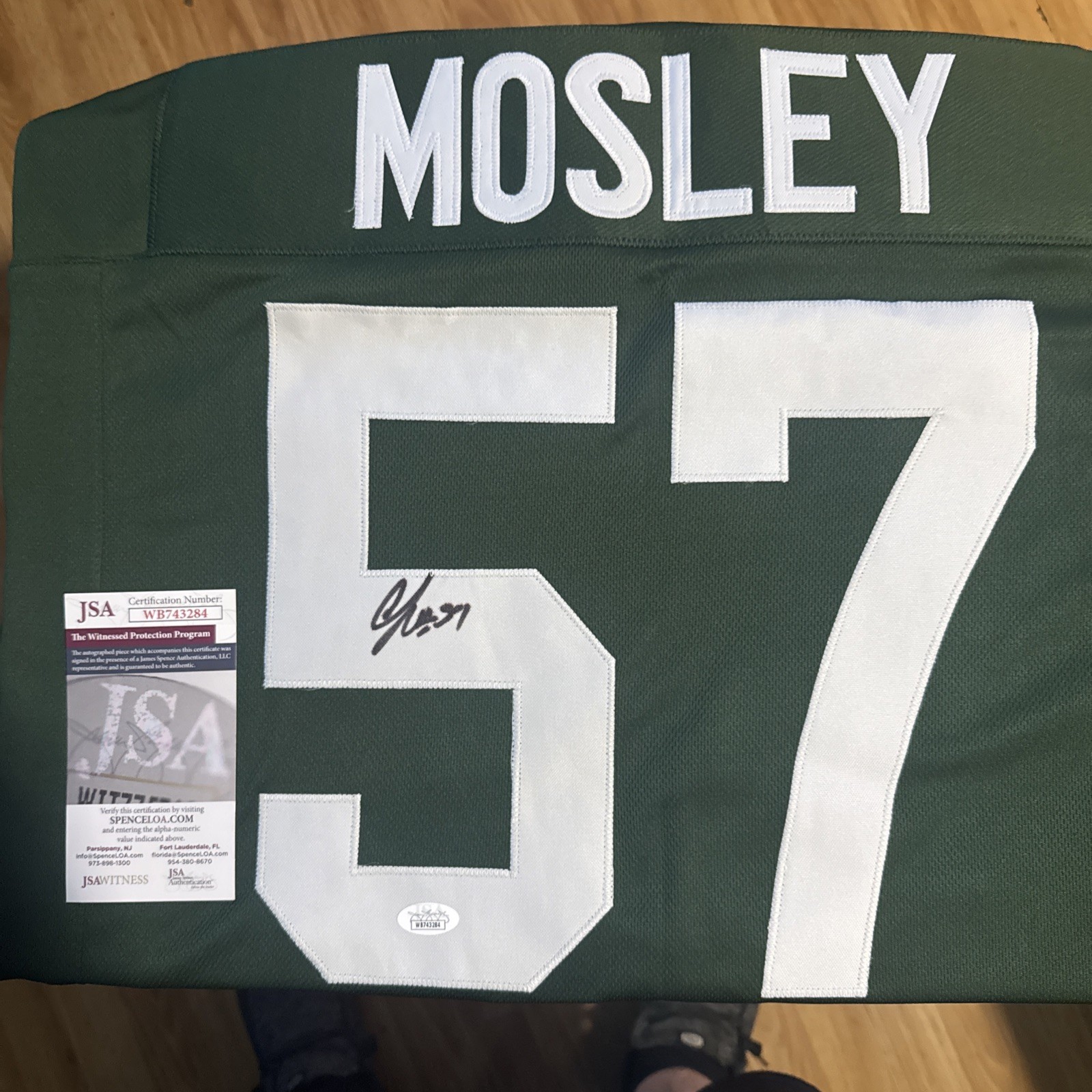C.J. Mosley Autographed Signed New York Jets / CJ New York Green Football Jersey JSA COA 