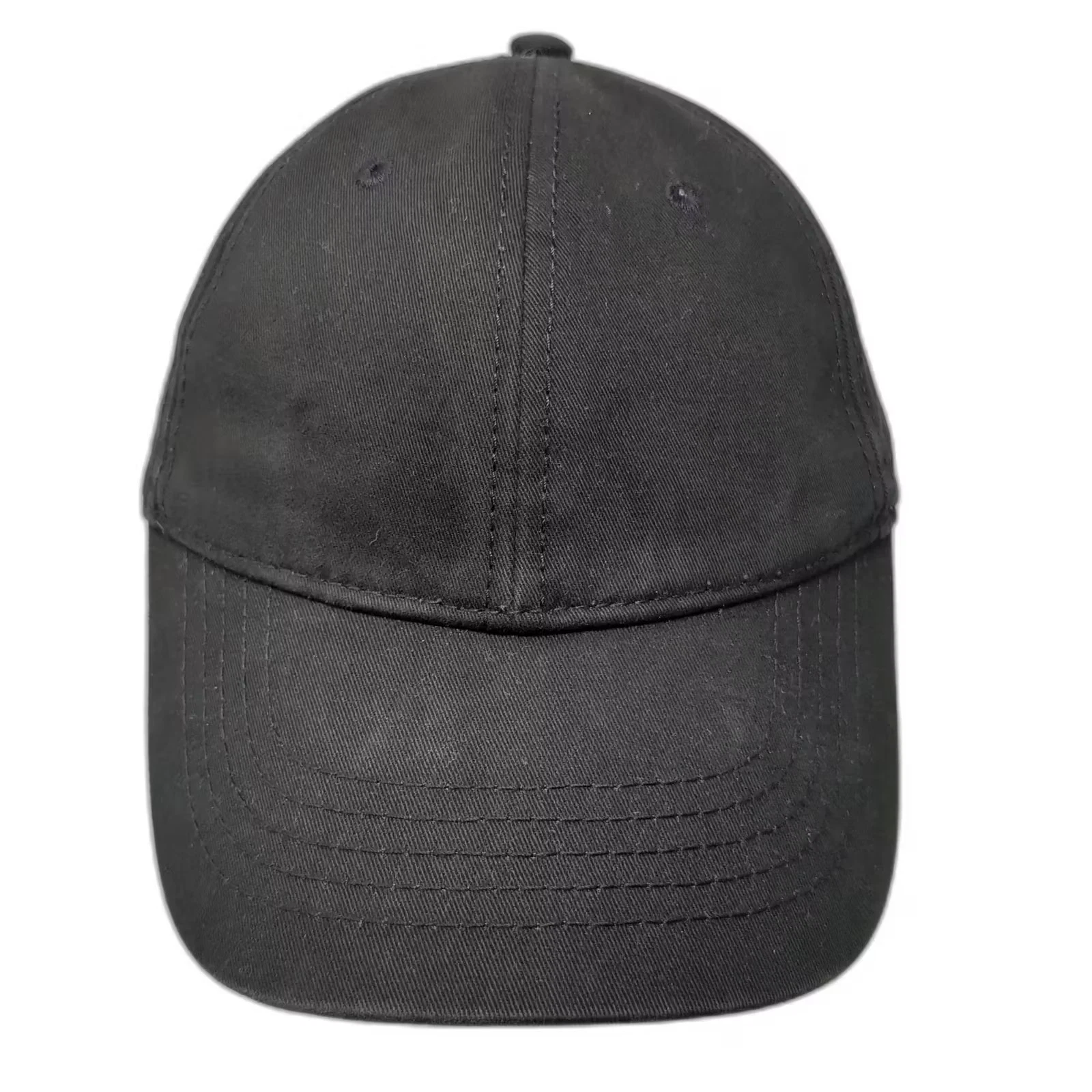 Black Baseball Cap Hat OS Adjustable Slideback Plain Blank Solid 6 Panel Twill