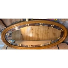 Vintage 39x22 Wood Frame Mirror Dogwood Flowers, Rustic Floral Wall Decor