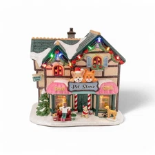 FG Square Holiday Pet Store Christmas Village with Playful Animal Figures MC3003