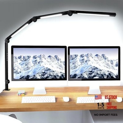 LED Desk Lamp with Clamp & Flexible Arm - 3 Light Sources, 4 Color Black-4j3D