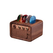Guitar Pick Holder, Walnut Wood Electric Guitar Amp Styled Pick Holder for Pi...