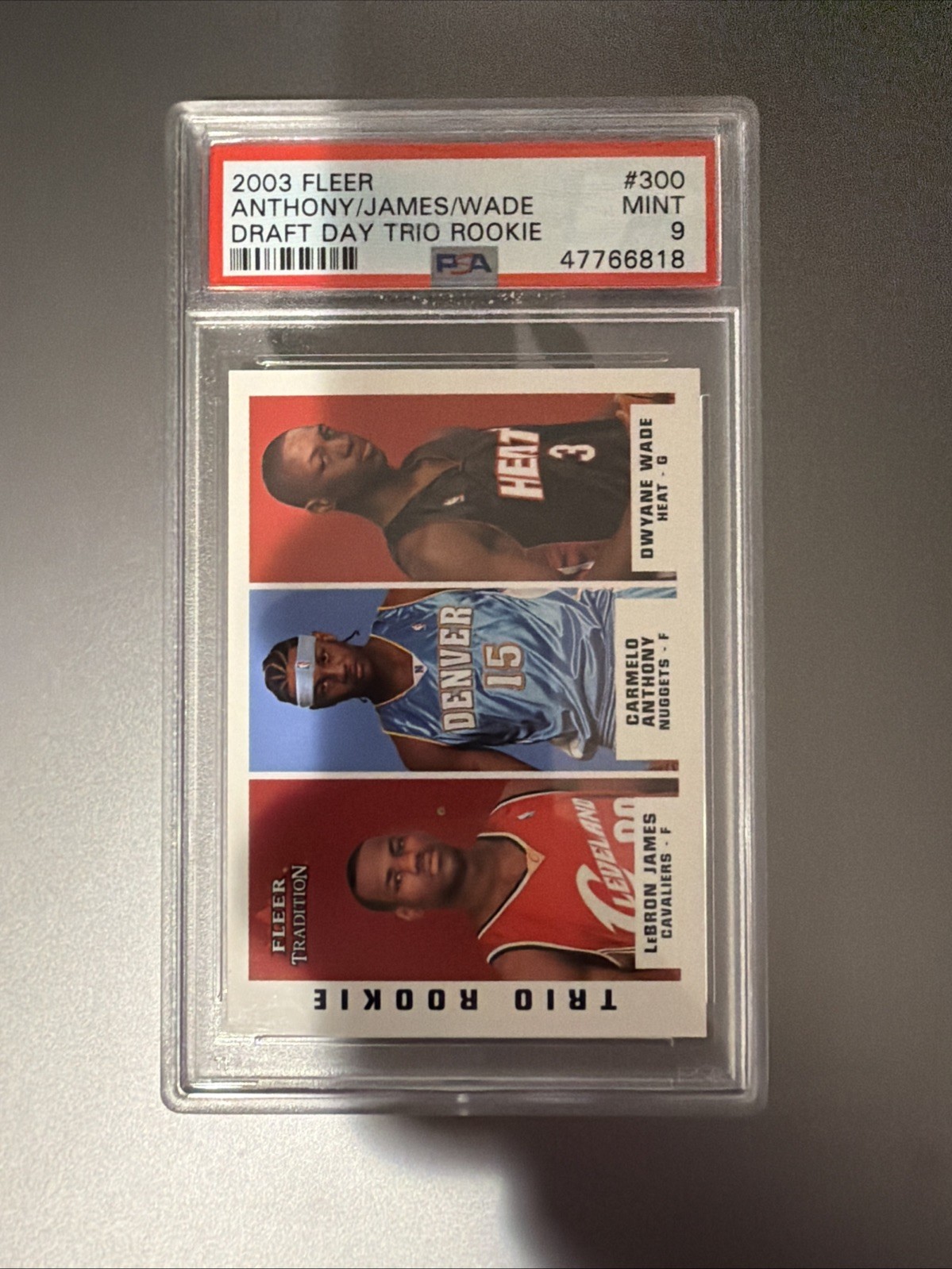 2003-04 Fleer Tradition Carmelo Anthony/Dwyane Wade/LeBron James #300 PSA 9 RC