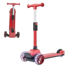 Kid Scooter LED Light Wheel Adjustable Handlebar Foldable Toddler Birthday Gift