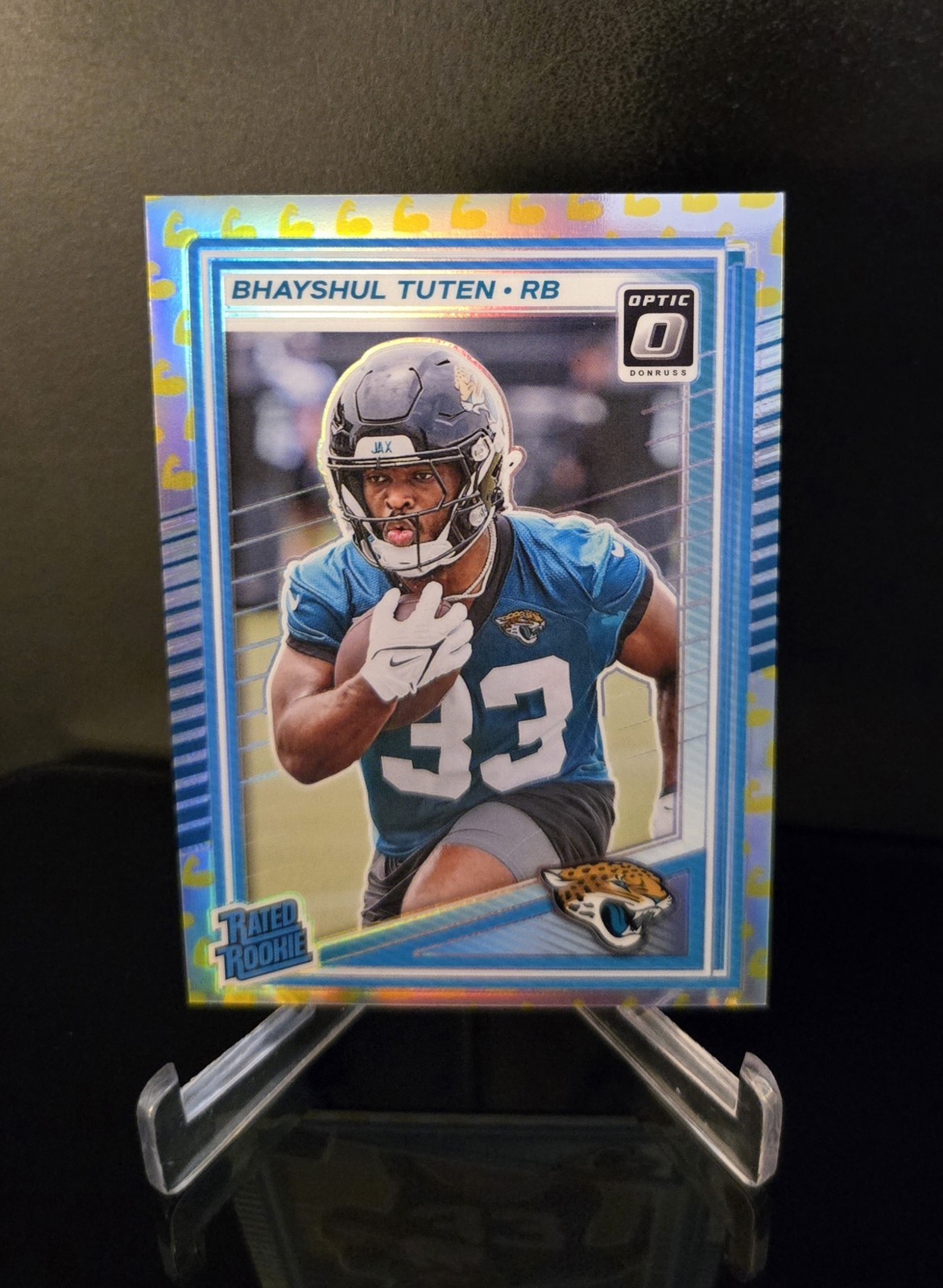 #'d/199 💪 BHAYSHUL TUTEN RC SP 2025 Donruss Optic Rookie Flex Emoji Prizm #272