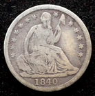 KAPPYSCOINS GH726 1840 ND VG VERY GOOD SILVER SEATED LIBERTY HALF DIME