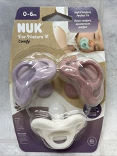 Nuk Comfy Orthodontic Silicone Pacifiers Binky Soother 0-6 Months Pack of 3