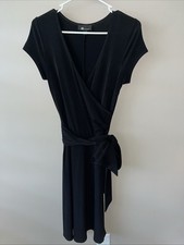 AB STUDIO black Wrap Rayon Stretch Comfort dress size S