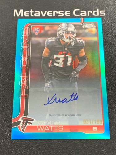 2025 Topps Chrome Rookies Variation Xavier Watts Auto RC Aqua Refractor 31/199