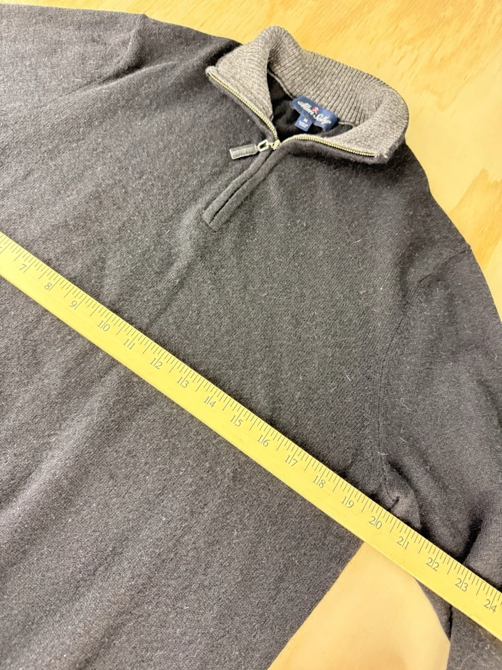 Suéter Allen Solly Para Hombre 100% Cachemira M Beige Cuarto Cremallera Pullover Lujo Foto 3 de 4