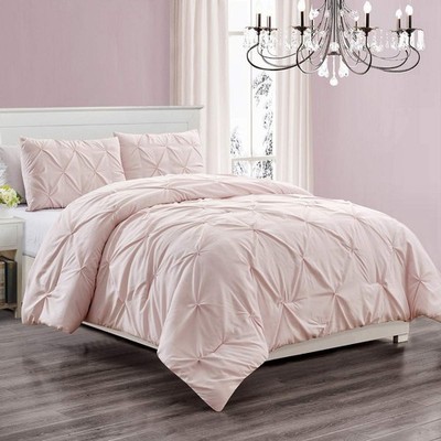 3 Piece Microfiber Comforter Set Girls Bed Dorm Room Decor Pinch Pleat Pintuc...