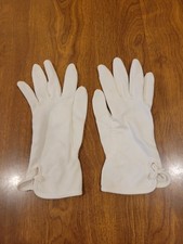 Vintage White Cotton Wrist detail 8" Gloves  elegant rockabilly