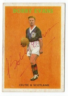 BOBBY EVANS signed 1959 A&BC Red Back card #28 CELTIC SCOTLAND †2001