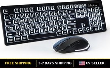 Large Print Wireless Keyboard  Mouse Combo, 2.4G Full Size, Ergonomic Design