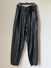 Express Women s M Black Faux Leather Jogger Pants High Rise Drawstring