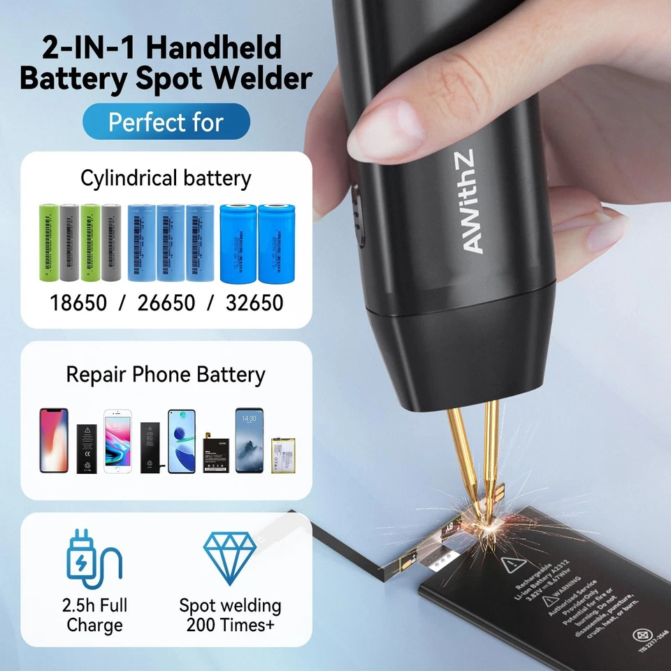 Soldador de puntos de batería portátil 18650 con pantalla LCD de 1,5", con Z 99 ajustable... Foto 2 de 4