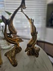 Vintage Brass Dolphin Sculpture Set Coastal Nautical Decor Mid Century Dolphins — photo 9