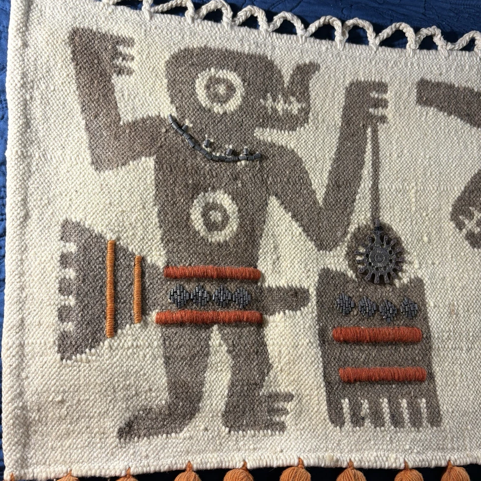 Tapiz de lana tejido folclore Olga Fisch de colección Quito Ecuador arte popular vendido como está Foto 3 de 4