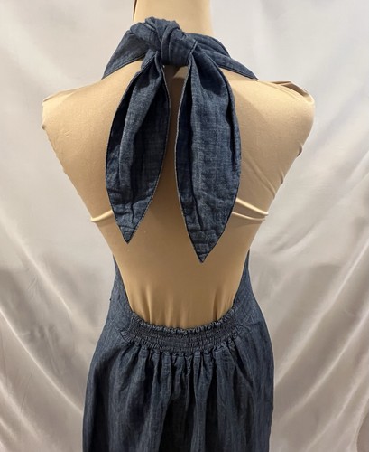 Womens Maxi Halter Dress Denim Halter Dress Tiered Maxi Dress Empire Waist *read - Picture 10 of 22