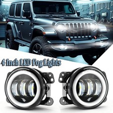 New Pair 4 Led Fog Lights Front Bumper Driving Lamps For Jeep Wrangler Jk Jl Jt