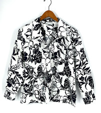 Alfred Dunner Womens 14P Blazer Blue White Floral With Sequins Pockets READ