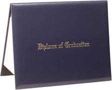 Imprinted Diploma Cover for Certificate 8.5''x 11'',Graduation Style A, Navy 