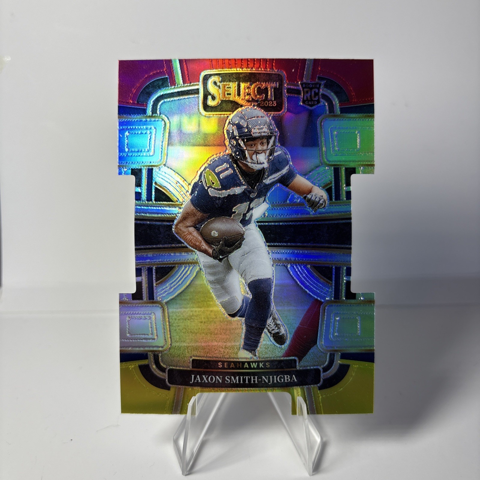 2023 Panini Select - Concourse Jaxon Smith-Njigba #87 Red & Yellow Prizm Die-Cut