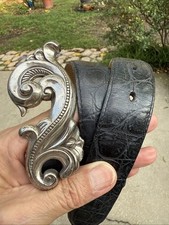 BRIGHTON Women's Belt S 32 Black Alligator Leather Belt Gorgeous Buckle