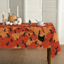 Horaldaily Fall Tablecloth 60 x 84 Inch 60" x 84" Rectangular , Orange
