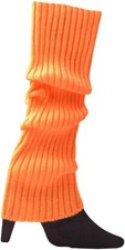 Women 80s Fluorescent Colored Knit Leg Warmers Ribbed Footless Socks Stockings