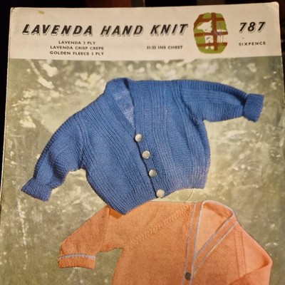 Lavenda 787 Strick MUSTER Vintage Baby Strickjacken 3-fädig 21-22'' Original 